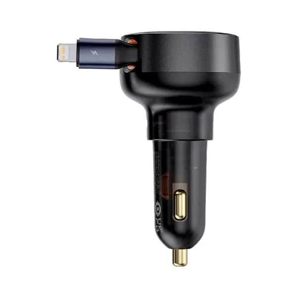 Baseus Enjoyment Pro Car Charger USB-C Port with Built-in Retractable Lightning Cable , 