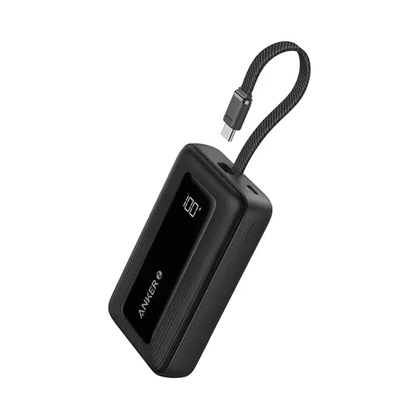 Anker Zolo Powerbank 10000 mAh  30W Power Bank Portable Charger  Built-In USB-C Cable A1688H11 , 