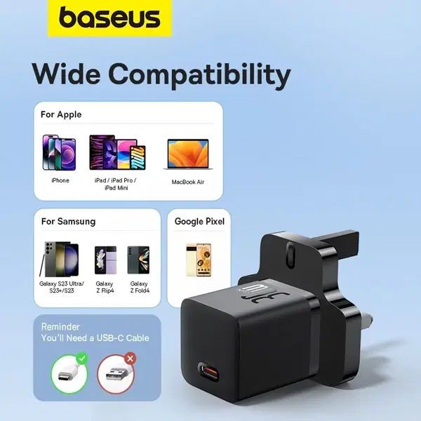 Baseus GaN5 Fast Charger Mini 1C 30W ,  - Hover
