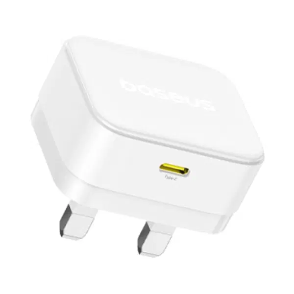 Baseus Palm 30W PD Type-C Fast Charging Wall Charger - UK Plug with Ultra Fast Charging Type-C to Type-C Data Cable 1M , 