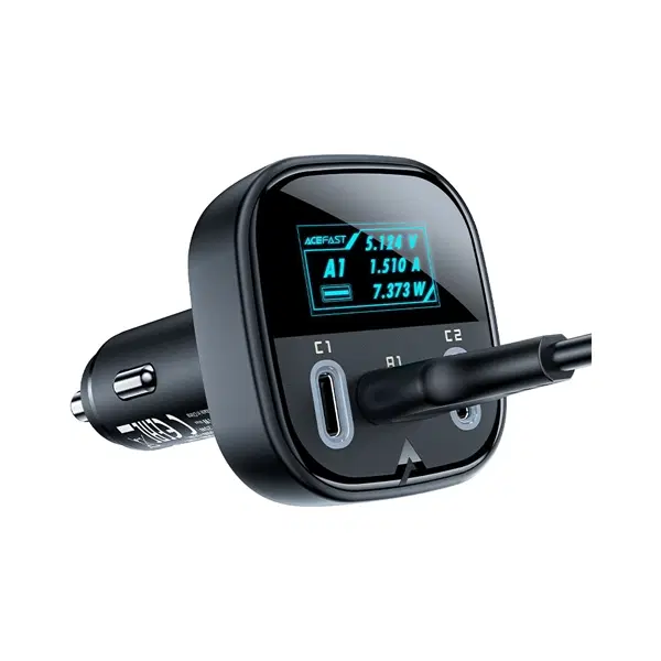 Acefast B5 101W (2C+A) metal car charger with OLED smart display ,  - Hover