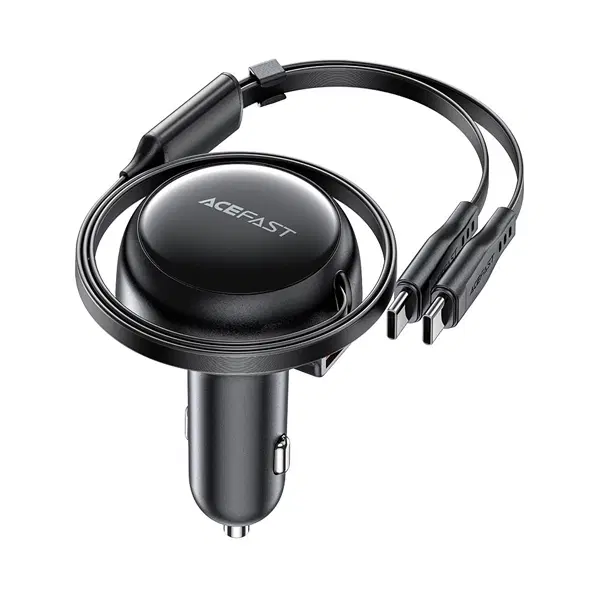 Acefast B13 53W 2-in-1 (2USB-C) car charger with retractable cable , 