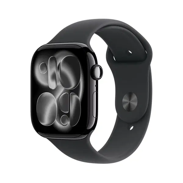 Apple Watch Series 11 GPS 46mm Jet Black Aluminium Case with Black Sport Band S/M - MEUW4 , Black - Hover