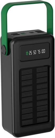 Green Lion Solar Max 50000mAh Power Bank – Solar Charging, Built-in Cables, Digital Display , 