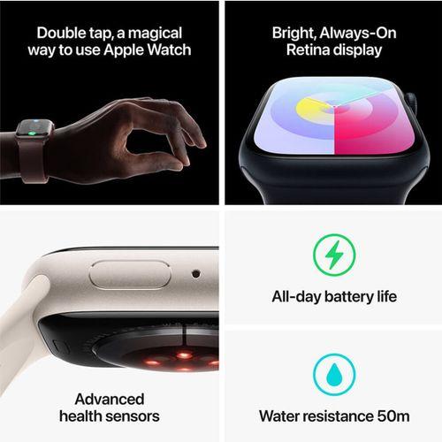 Apple Watch Series 9 GPS 41 mm (M/L) Midnight Aluminum Case with Midnight Sport Band , Midnight Aluminium