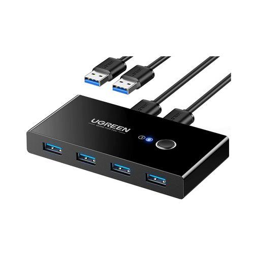 UGREEN USB 3.0 4-Port Switch With 2 Pack USB Male Cable ,