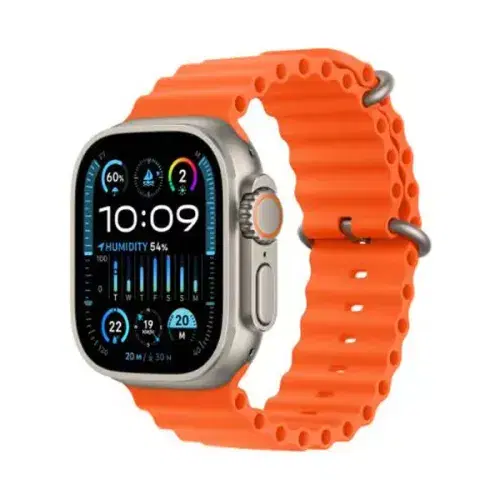 Apple Watch Ultra 2 MREH3AE/A  GPS + Cellular 49mm Titanium Case With Orange Ocean Band , Orange Ocean