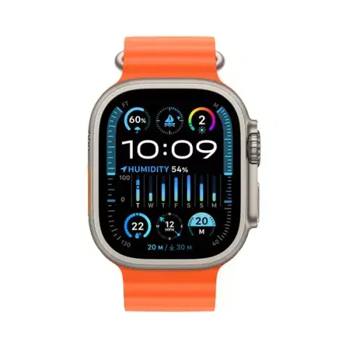 Apple Watch Ultra 2 MREH3AE/A  GPS + Cellular 49mm Titanium Case With Orange Ocean Band , Orange Ocean