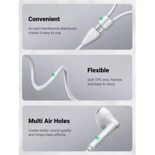 Ugreen In-Ear Earphones with Lightning Connector , Black