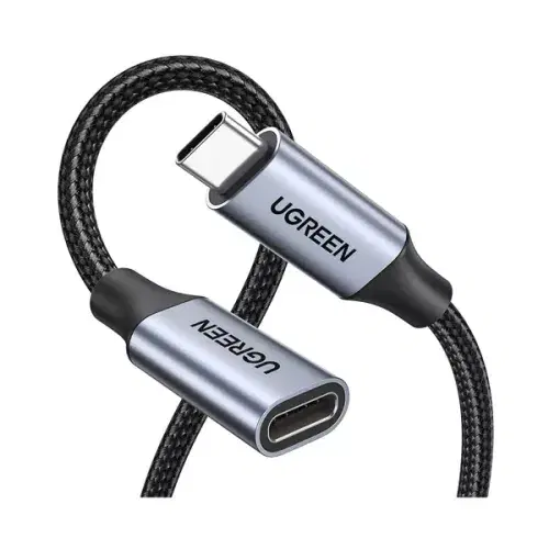Ugreen Extender Cable USB-C 3.1 Gen2 1m / USB-C Male to USB-C Female / Nylon Braided / 100W / 10GB/s / Ultra HD 4K / Alu Case / US372 - Black ,
