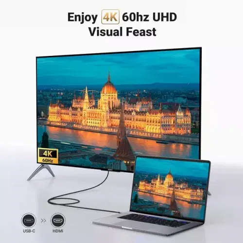 Ugreen USB-C to HDMI Male to Male Cable Aluminum Shell 1.5m (Gray) ,