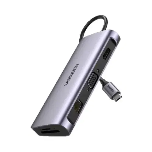 UGREEN USB C Hub 10 in 1 Type C Hub with Ethernet, 4K USB C to HDMI, VGA, PD 100W Power Delivery, 3 USB 3.0 Ports, USB C to 3.5mm, SD/TF Cards Reader Compatible for MacBook Pro/Air M1, Dell, HP, XPS ,