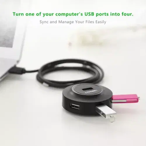 Ugreen USB 2.0 Hub 4 Ports for Your PC, Cell Phones, ,