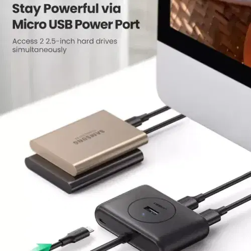 Ugreen 4-in-1 USB 3.0 Data Hub 1 meter cable (Black) ,