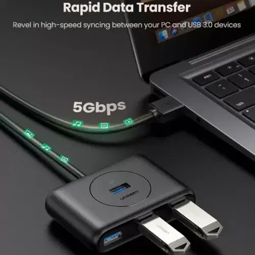 Ugreen 4-in-1 USB 3.0 Data Hub 1 meter cable (Black) ,