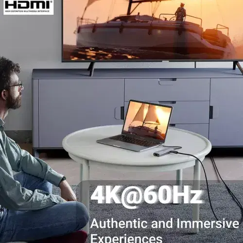 Ugreen 7 in 1 USB-C Hub / Type C Dongle with 4K@60Hz HDMI Port / USB 3.0 x 2 / Gigabit Ethernet / PD 100W / SD-TF Slots / UG-USBC-CM512-7P-MM-ADP - Space Grey ,