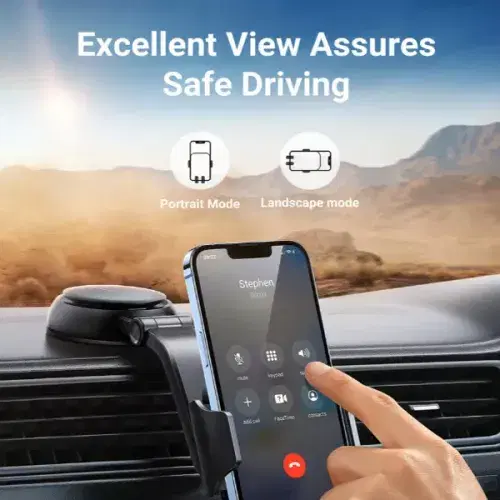 Ugreen Waterfall-Shaped Suction Cup Car Phone Mount - Black ,