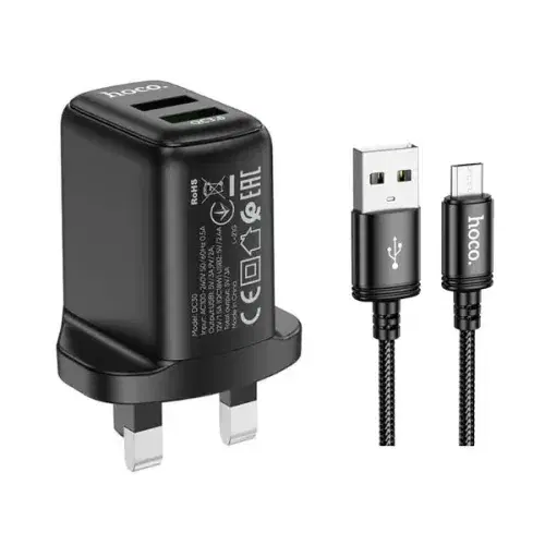 Hoco DC30 Dual port QC3.0  charger(UK) ,