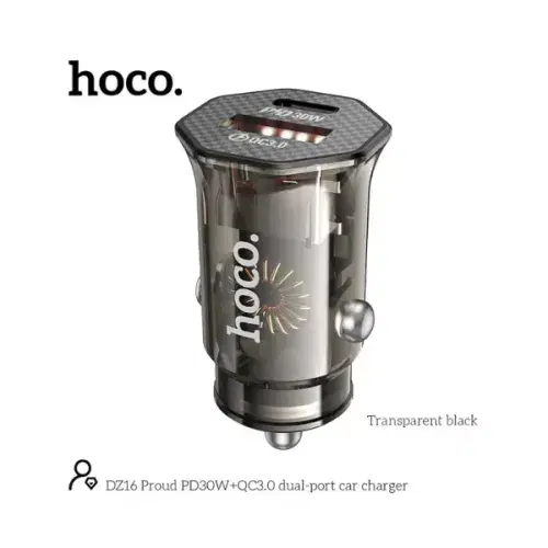 Hoco DZ16 Apex PD30W+QC3.0  dual-port car charger set(iP) ,