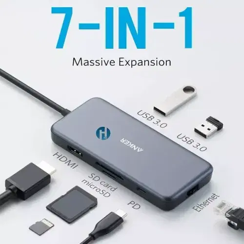 Anker 7-in-1 Premium USB C Hub Adapter A8352HA1 ,