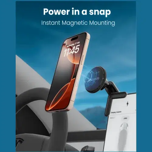 Moxedo Clip-On Magnetic Bracket Floating Screen Magnetic Phone Holder 90° Base Angle with Adhesive Metal Plates ,