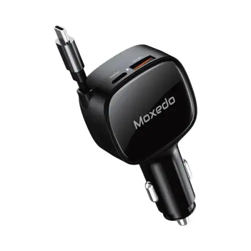 Moxedo Car Charger 84W Output Power QC 3.0 PPS USB-C & USB-A with Built-in Retractable USB-C Cable ,