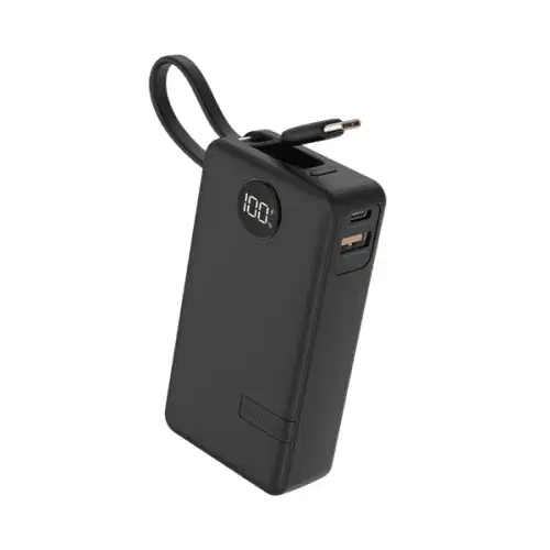 Moxedo Porta-Go+ Power Bank 10000 mAh 1 USB-C/ 1 USB-A Ports with Built-in USB-C Cable PD Fast Charging ,