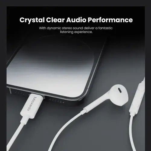 Moxedo Mono Stereo Earphone Lightning Connector Earphone In-Line Remote, Built-in Microphone , White