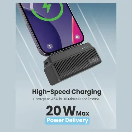 Moxedo Lite Mini-Pocket Power Bank 20W Fast Charging Power Delivery with Lightning Connector and Foldable Phone Stand ,