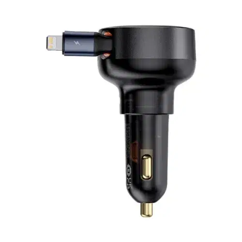 Baseus Enjoyment Pro Car Charger USB-C Port with Built-in Retractable Lightning Cable ,