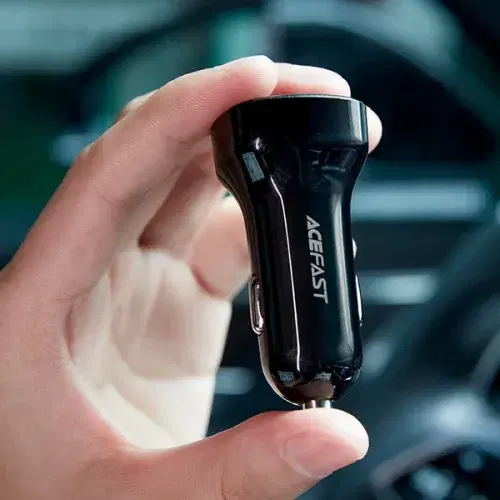 Acefast Digital Display 66W Dual Port Car Charger (USB-C+USB-A) ,