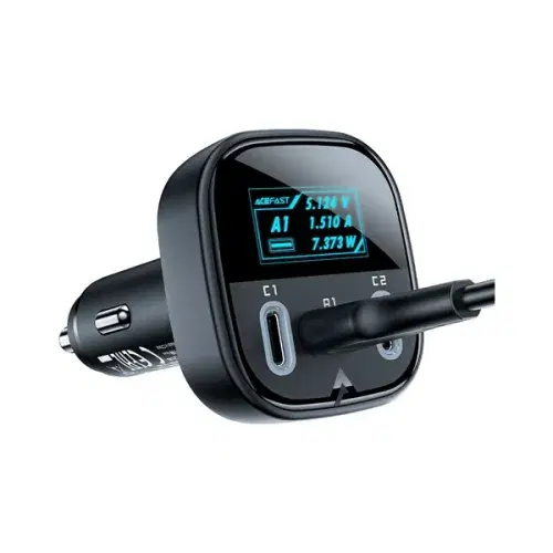 Acefast B5 101W (2C+A) metal car charger with OLED smart display ,