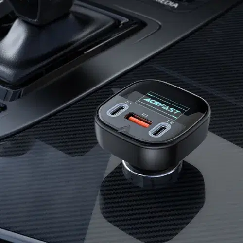 Acefast B5 101W (2C+A) metal car charger with OLED smart display ,