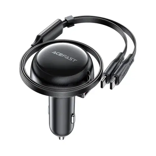 Acefast B13 53W 2-in-1 (2USB-C) car charger with retractable cable ,